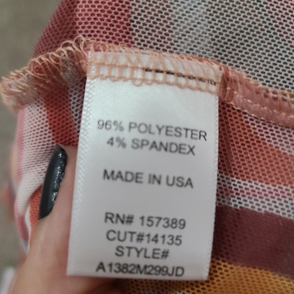 NWT La La Land Buckle Groovy Swirl Print Y2k Style Lettuce Trim Mesh Crop Top - Picture 3 of 3